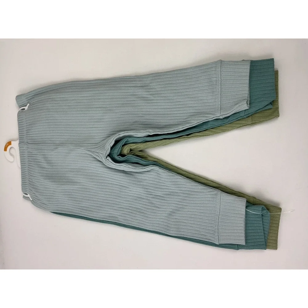 NWT Cloud Island Baby Ribbed Pants 3-Pack 12M Blue‎ Green Leggings Neutral